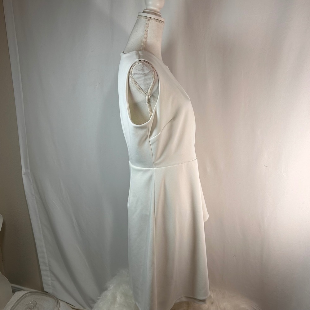Calvin‎ Klein White Sleeveless Asymmetrical Draped Sheath Dress Size 10 - Picture 5 of 8
